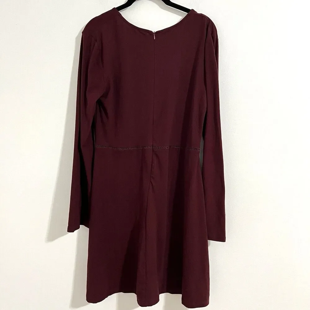 Moral Fiber Pink Skater Dress Size L Bell Long Sleeves Bohemian Gypsy‎ Festival